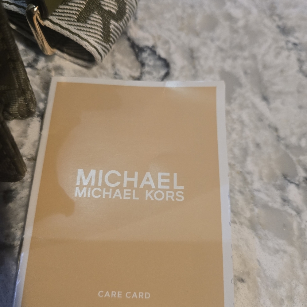 Michael Kors Olive Green and Beige MK Logo Crossbody Bag - Picture 10 of 10
